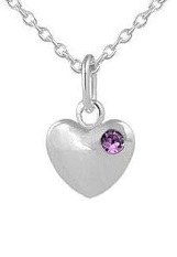 teensy catchy silver heart baby birthstone necklace
